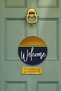 Welcome to Our Home Welcome Door Wall Ornament, Wooden Round Drawstring Decorative Home Door Painting