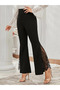 Women's Lace Added Flare Leg Scuba Tights Pantalon - 3