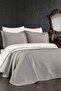 3 Piece 100% Cotton Mimosa Gray Pique Bedspread and Pillowcase Set - 2