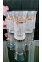 Azur Eiffel Hand Decorated Striped Gold Gilded Water and Soft Drink Glass for 12 People - 3