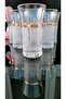 Azur Eiffel Hand Decorated Striped Gold Gilded Water and Soft Drink Glass for 12 People - 5