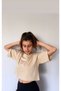 Women's Beige Organic Cotton Cropped t-shirt