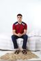 Men's Claret Red Short Sleeve Pajama Set - 2