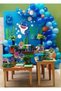 100 Pieces Blue-white-dark blue-orange Metallic Balloons and Balloon Chain Baby Shark Concept Party