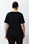 Siyah Oversize Animal Baskılı Cep etaylı %100 Pamuk Örme Büyük Beden T-shirt TBBSS24BF00059 - 6