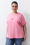 Pembe Baskılı Oversize %100 Pamuk Örme T-shirt TBBSS24BF00011 - 4