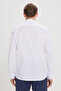 Men's White Slim Fit Narrow Cut Button Collar 100% Cotton Oxford Shirt - 5