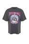 Anthracite 100% Cotton Printed Oversize/Wide Fit Crew Neck Knitted T-Shirt TWOSS24TS00133 - 7