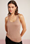 Lorraıne Women's Viscose Elastane Blend Lightly Draped Wide Strap Mink Athlete - 6
