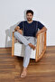 Summer Cotton Single Jersey (Single Jersey) Men's Pajama Set - 4