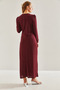 Women's Burgundy Modest Glittery Evening Dress with Sequins 60191009 - 3