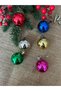 Christmas Pine Tree Ornament Mixed Color Shiny Ornament Set 4 Cm 6 Pieces - 2