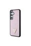 Galaxy S24 Compatible Case Guess Licensed Rhinestone Back Surface Triangle Logo Cover Pink - 2