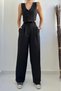 Women's Palazzo Trousers Buttoned Short Crop Vest Double pinterest Set - 3
