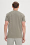 Men's Khaki Slim Fit Slim Fit Cotton Crew Neck T-Shirt - 5