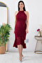 C Neck Glittery Lace Short Evening Dress 13299 - 3