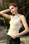 Round Neck Sleeveless Ribbed Glittery Comfortable Summer Women's Knitwear Athlete Blouse - 7