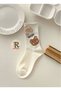 Women's 5 Pairs Cute Long Teddy Bear Patterned Combed Cotton College Socks - 4