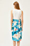Women's Ecru Blue Top Crystal Bottom Patterned Knitted Dress ELB-19002107 - 7