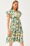 Women's Brush Green Double Breasted Collar Sleeve Detailed Knitted Dress ELB-19002089