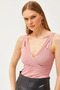 Women's Powder Strap Detailed Double Breasted Knitted Blouse BLZ-19002571