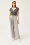 Women's Gray Lace-Up Soft Textured Flowy Shalwar Trousers PNT-19000273 - 2