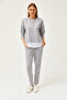 Women's Gray Garnished Top and Bottom Set TKM-19000274 - 2