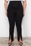 Black High Waist Knitted Large Size Trousers with Slits Tbbss22Pl00014 - 4