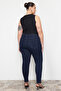 Koyu Mavi Yüksek Bel Esnek Büyük Beden Skinny Jeans TBBSS22JE0075 - 12