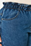 Mavi Yüksek Bel Beli Lastikli %100 Non-Stretch Pamuk Büyük Beden Mom Jeans TBBAW23JE00002 - 9
