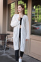 V-Neck Long Sleeve Openwork Diamond Pattern Hollowed Out Midi Length Airy Summer Knitwear Cardigan - 4