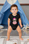 Little Pug Sitting on a Donut Black Unisex Baby Bodysuit - Zıbın - 2