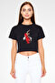 Flamenco Black Unisex Crop Top T-Shirt