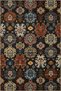 Dark Brown Themed Motif Ethnic Figure Patterned Fringed Vintage Decorative Carpet 3982