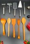 Wooden Ladle Spoon 5-Piece Serving Set & 5-Piece Metal Grater Peeler Corer Spatula Pizza Dough Cutter 10 Pieces - 5