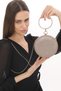 Gold Gold Color Circular Stone Embroidered Design Bracelet Ring Evening Dress Portfolio Clutch Bag - 3