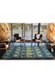 Flower Floral Themed Green and Blue Diamond Decorative and Woven Base Carpet 4326 - 4