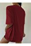 Women's Burgundy Sunshine Printed Oversize T-shirt - 2