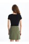 Crew Neck Embroidered Short Sleeve Crop Women's T-Shirt - 6