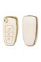 Ford Focus Mondeo Transit Compatible Nano Key Remote Case Cover Auto Keychain Leather Patterned White