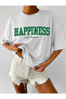 Women's Happiness Printed Oversize T-Shirt - 3