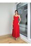THIN STRAP ADJUSTABLE HEART COLLAR CHEST RUFFLE DETAIL DRESS - 2