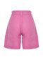 Pembe %100 Keten Pileli Yüksek Bel Şort TWOSS24SR00093 - 8