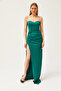 Women's Emerald Green Deep Slit Strapless Long Dress AEL-00000005 - 2