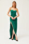Women's Emerald Green Deep Slit Strapless Long Dress AEL-00000005 - 4