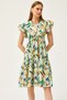 Women's Brush Green Double Breasted Collar Sleeve Detailed Knitted Dress ELB-19002089 - 4
