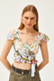 Women's Jungle Multicolored Mos Crepe Blouse with Side Zipper and Sleeve Detail BLZ-19001463 - 3