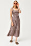 Women's Mink Strap Midi Woven Viscose Dress ELB-19002102