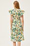 Women's Brush Green Double Breasted Collar Sleeve Detailed Knitted Dress ELB-19002089 - 6