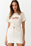 Taş Payet Slogan Nakışlı Regular/Normal Kalıp Örme T-Shirt TWOSS24TS00045